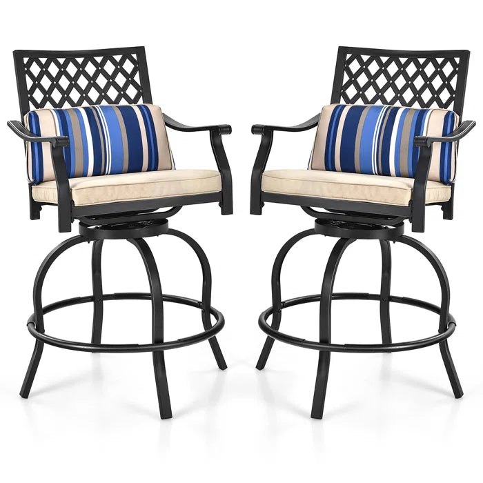 Patio Bar Stool with Cushion (Set of 2)