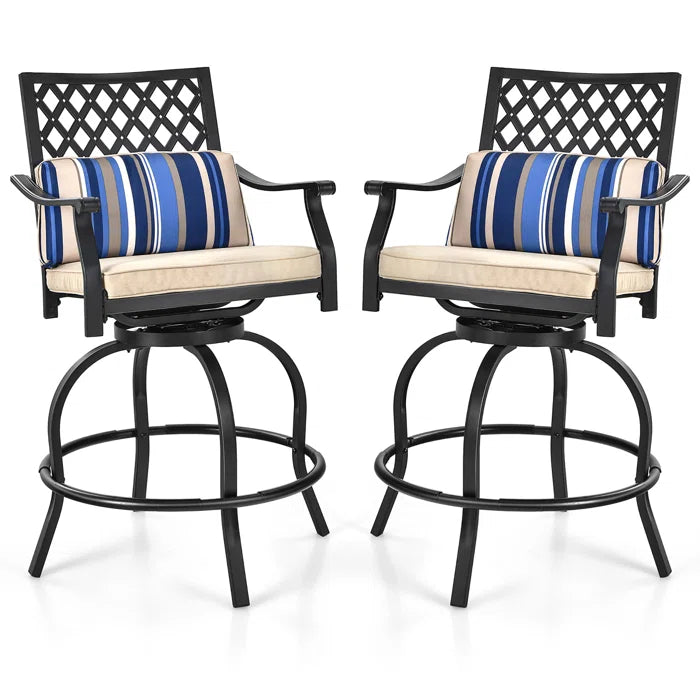 Patio Bar Stool with Cushion (Set of 2)