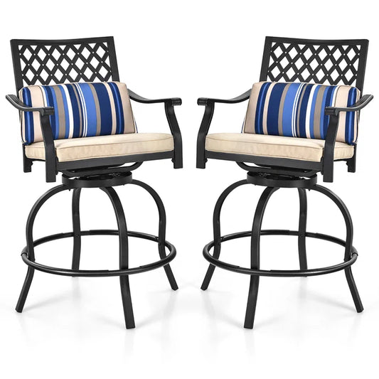 Patio Bar Stool with Cushion (Set of 2)