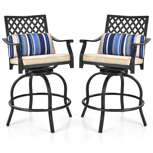 Patio Bar Stool with Cushion (Set of 2)