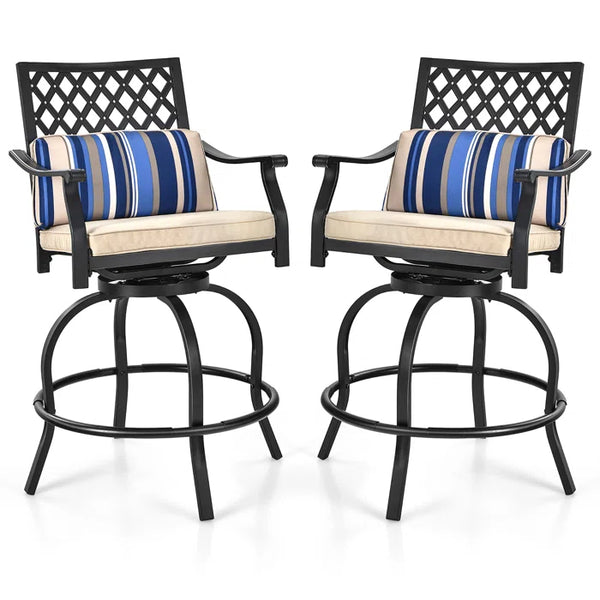 Patio Bar Stool with Cushion (Set of 2)