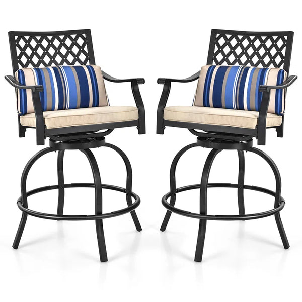 Patio Bar Stool with Cushion (Set of 2)